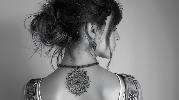 i am enough—mental health self-love tattoo on neck promoting confidence and self acceptance