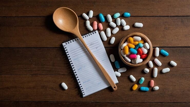 Prescription weight loss drugs pills with diet plan concept